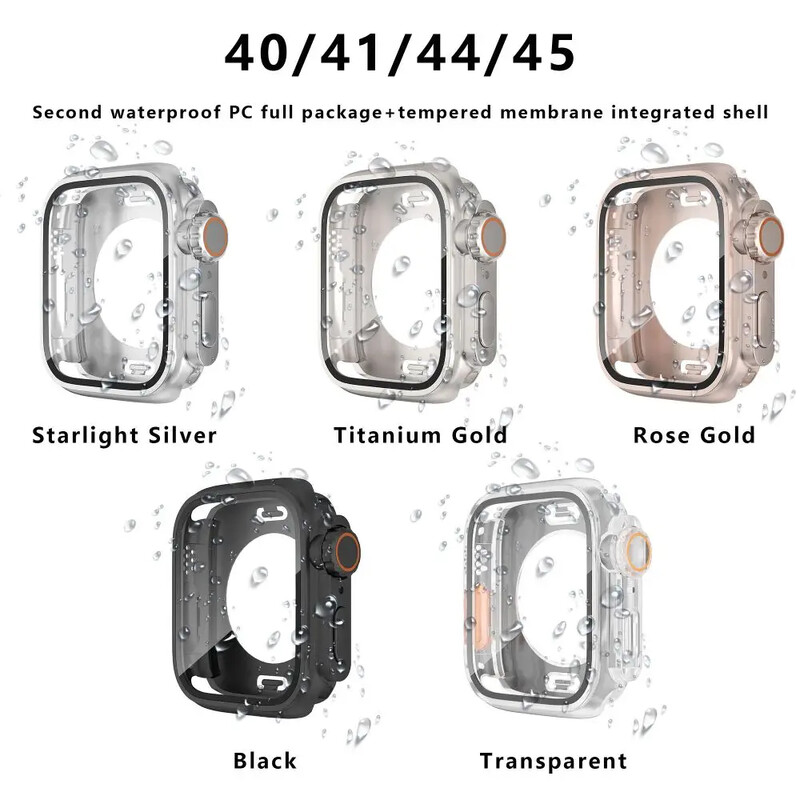 Αλλαγή θήκης σε Ultra για Apple Watch 45mm 44mm 40mm 41mm Αδιάβροχο Tempered Glass Αναβάθμιση 360° Πλήρης Σειρά IWatch 4 5 6 Se 8 7