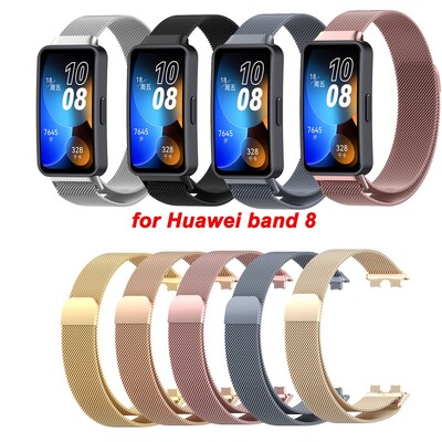 Milánói szíj Huawei Band 8 9 rozsdamentes acél csere mágneses hurkos karkötő Huawei Band8 Band9 intelligens csuklópánthoz
