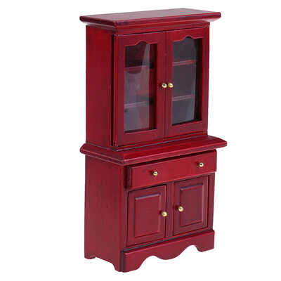 1/12 Babaház miniatűr bútor többfunkciós fa szekrény könyvespolc modell játék