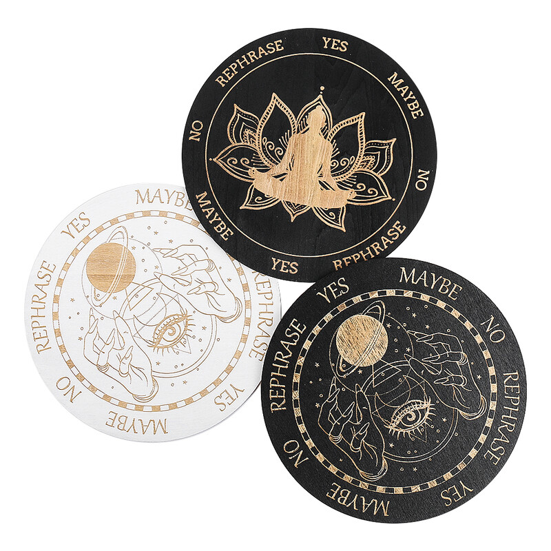 Дървена дъска с махало Свещена геометрия Радиестезия Гадаене Енергийна плоча Подложка Подложка Лечебна медитация Метафизичен олтар Инструмент Wicca