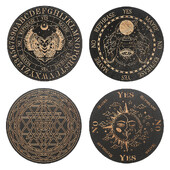 15cm Metatron Star Of David Energy Lotus Sun Moon Stars Eye Of Horus Στρογγυλή ξύλινη πλάκα σανίδα Ταρώ Witchcraft Charm Board