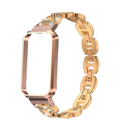 Deimantinė apyrankė skirta Redmi Smart Band Pro Metalo dirželio apsauginis dėklas, skirtas redmi smart band pro Laikrodžio apyrankė redmiband pro dangtelis