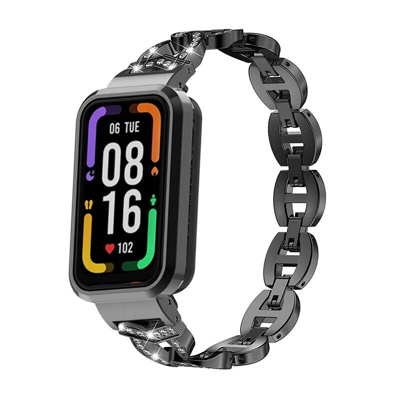 Deimantinė apyrankė skirta Redmi Smart Band Pro Metalo dirželio apsauginis dėklas, skirtas redmi smart band pro Laikrodžio apyrankė redmiband pro dangtelis