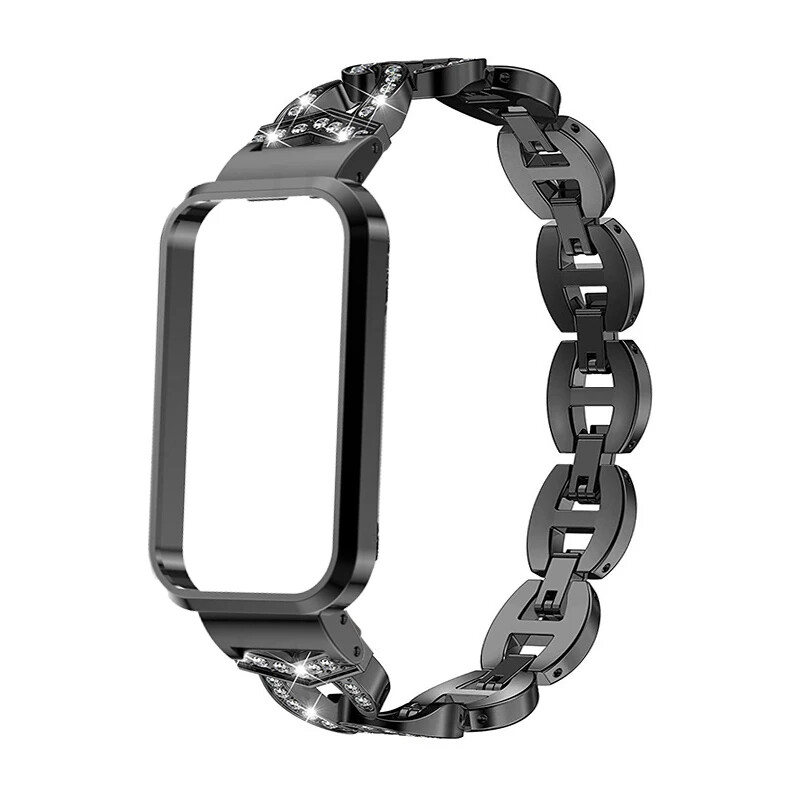 Deimantinė apyrankė skirta Redmi Smart Band Pro Metalo dirželio apsauginis dėklas, skirtas redmi smart band pro Laikrodžio apyrankė redmiband pro dangtelis