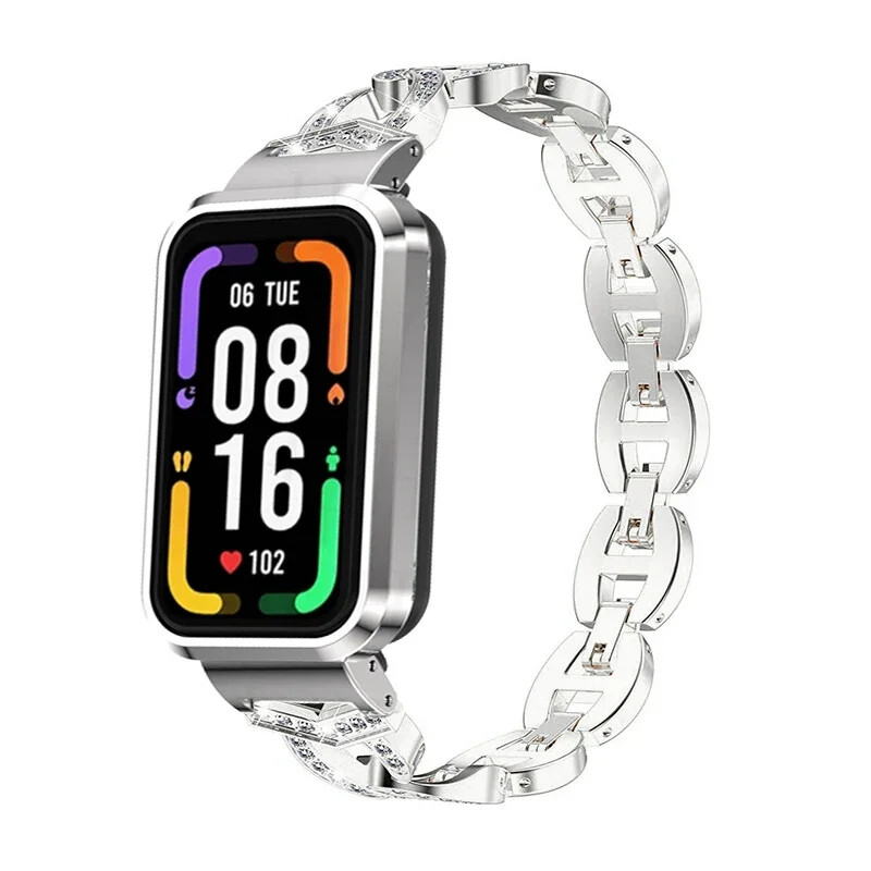 Deimantinė apyrankė skirta Redmi Smart Band Pro Metalo dirželio apsauginis dėklas, skirtas redmi smart band pro Laikrodžio apyrankė redmiband pro dangtelis
