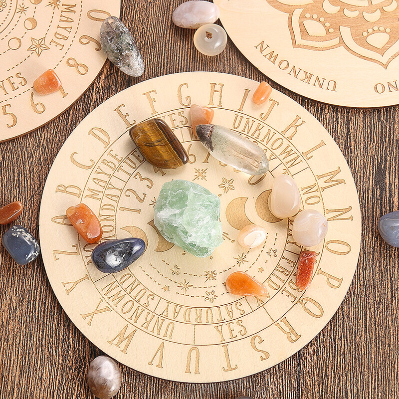 2 ks drevená kyvadlová doska, veštenie, astrologický tanier, doska na Ouija, metafyzický oltár, meditácia, rituálne potreby Wicca