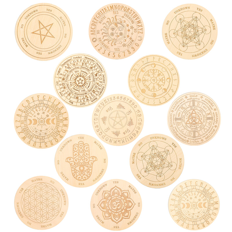 2 ks drevená kyvadlová doska, veštenie, astrologický tanier, doska na Ouija, metafyzický oltár, meditácia, rituálne potreby Wicca
