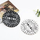 Fából készült ingatábla szelet alap csillagok holdfázisok 26 angol betűk jóslás üzenet Metafizika oltár fal művészet lakberendezés