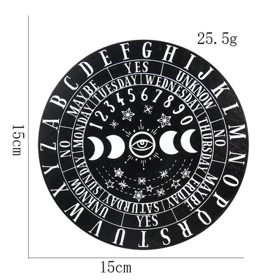Fából készült ingatábla szelet alap csillagok holdfázisok 26 angol betűk jóslás üzenet Metafizika oltár fal művészet lakberendezés