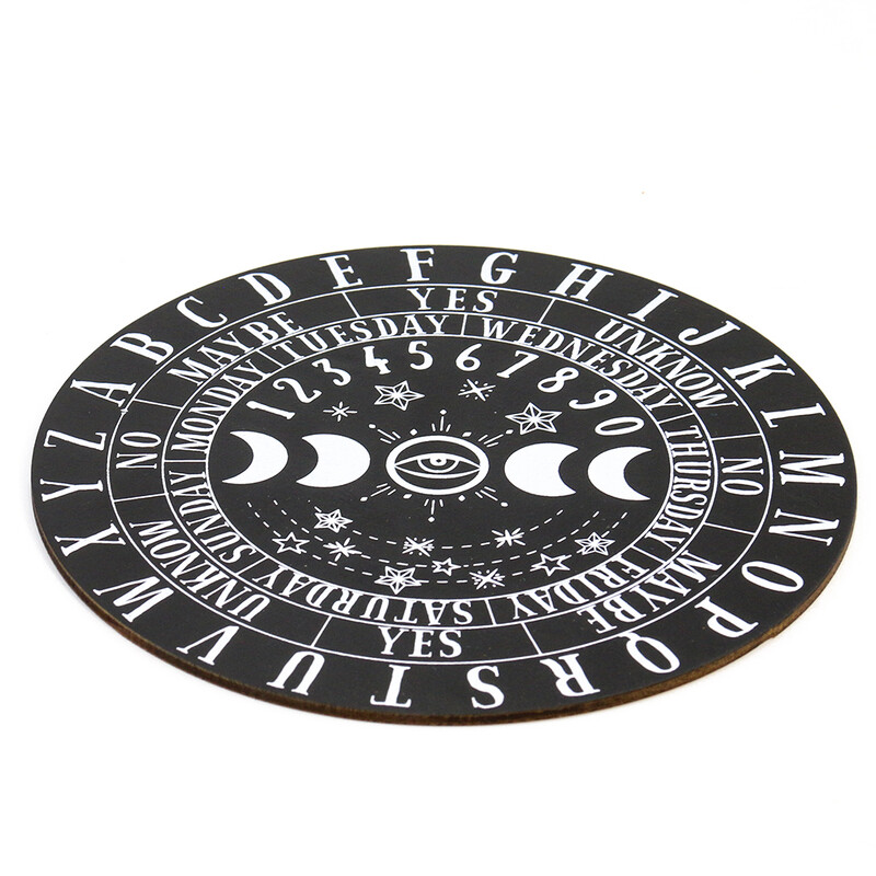 Fából készült ingatábla szelet alap csillagok holdfázisok 26 angol betűk jóslás üzenet Metafizika oltár fal művészet lakberendezés