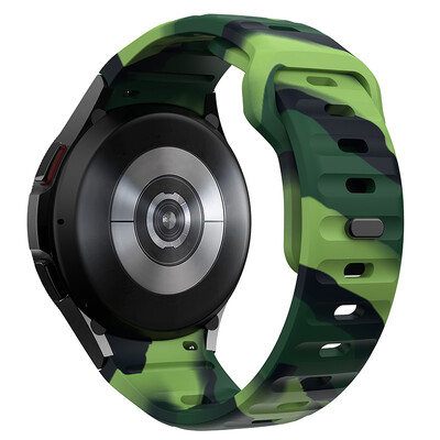 Camo szilikon sportszíj Samsung Galaxy Watch 6 5 klasszikus 47 mm-es, hézagmentes szalaggal Galaxy Watch FE 7 6 5 Pro 45 44 40 mm-es karkötőhöz
