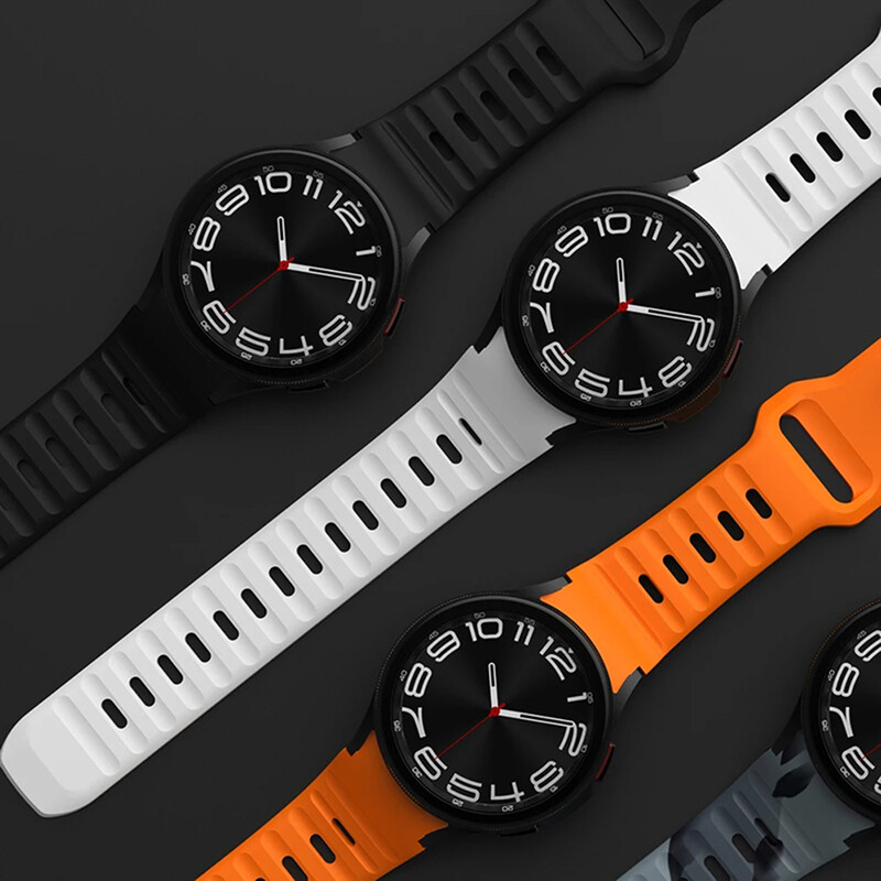 Camo szilikon sportszíj Samsung Galaxy Watch 6 5 klasszikus 47 mm-es, hézagmentes szalaggal Galaxy Watch FE 7 6 5 Pro 45 44 40 mm-es karkötőhöz