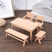 1:12 Miniatűr babaház Európai étkezőasztal Szék Pad Fotelmodell Bútortartozékok Babaház dekorációhoz Gyerekjátékok