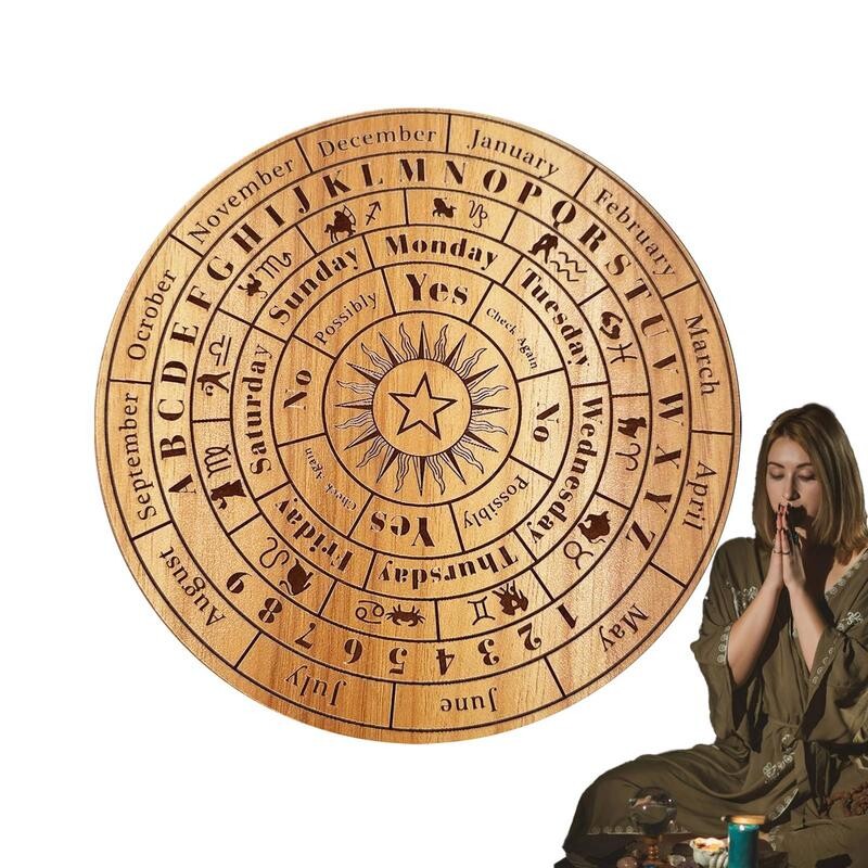 Medinės švytuoklės lentos lazerinis graviravimas žvaigždės Saulės mėnulis Taro aukuro būrimo reikmenys metafizinio gydymo meditacijos lėkštės ornamentas