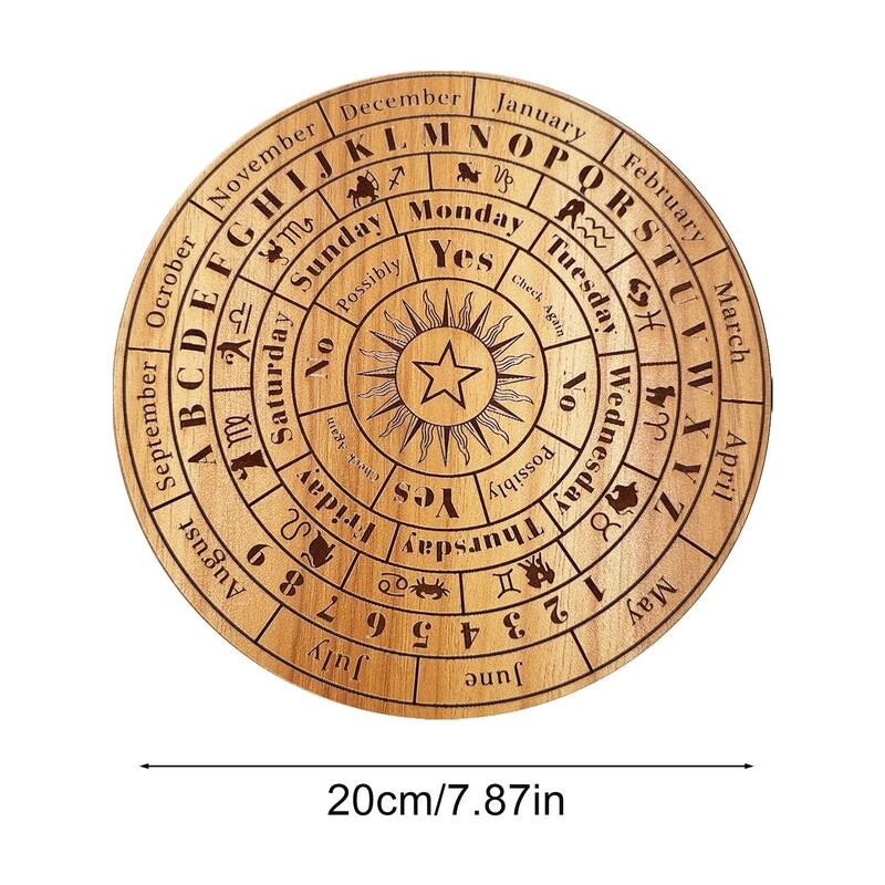 Medinės švytuoklės lentos lazerinis graviravimas žvaigždės Saulės mėnulis Taro aukuro būrimo reikmenys metafizinio gydymo meditacijos lėkštės ornamentas