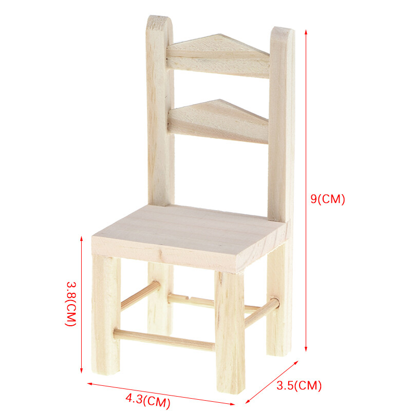 1:12 Έπιπλα κουκλόσπιτου Μινιατούρα ξύλινη καρέκλα κουζίνας Kids Pretend Play Toy