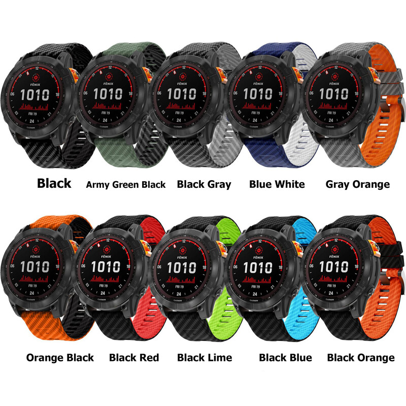 22 mm 26 mm silikono laikrodžio apyrankė anglies pluošto raštais, skirta Garmin Fenix 8 7X 7Pro Epix Pro Gen 2 Fenix 6 6X Pro 5X Plus