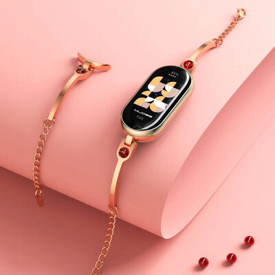 Náhradný remienok z nehrdzavejúcej ocele pre Xiaomi Mi Band 8, náramok na zápästie pre ženy, príslušenstvo pre inteligentné hodinky