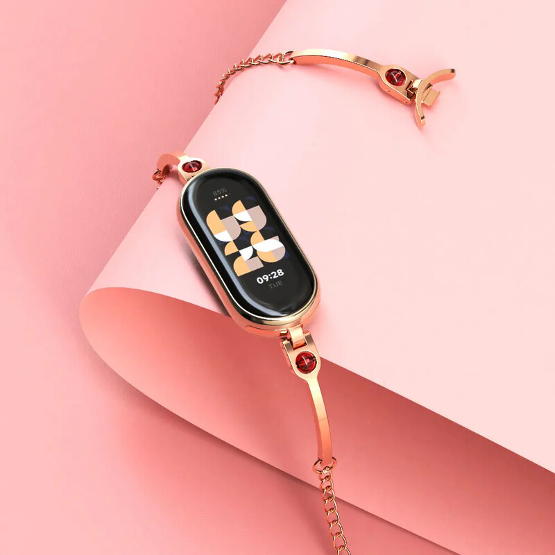 Náhradný remienok z nehrdzavejúcej ocele pre Xiaomi Mi Band 8, náramok na zápästie pre ženy, príslušenstvo pre inteligentné hodinky