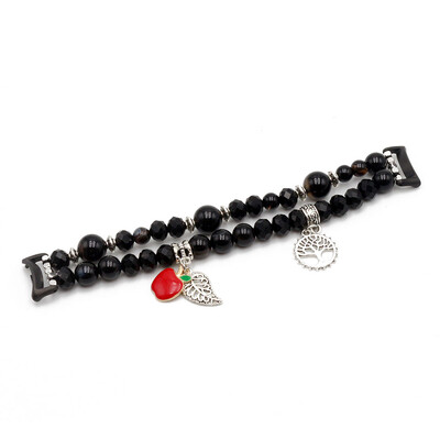 Brățară elegantă Mi Band 8 Cureaua pentru Xiaomi Smart Band 9 Brățară de femeie Bijuterii Mărgele Cristal Agat Brelocuri drăguțe din metal Stretchy