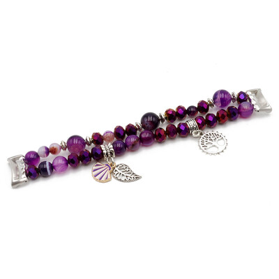 Brățară elegantă Mi Band 8 Cureaua pentru Xiaomi Smart Band 9 Brățară de femeie Bijuterii Mărgele Cristal Agat Brelocuri drăguțe din metal Stretchy