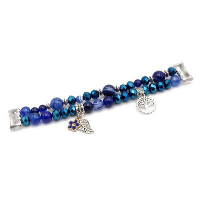 Brățară elegantă Mi Band 8 Cureaua pentru Xiaomi Smart Band 9 Brățară de femeie Bijuterii Mărgele Cristal Agat Brelocuri drăguțe din metal Stretchy