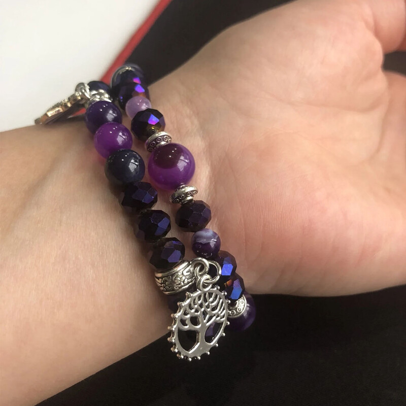 Brățară elegantă Mi Band 8 Cureaua pentru Xiaomi Smart Band 9 Brățară de femeie Bijuterii Mărgele Cristal Agat Brelocuri drăguțe din metal Stretchy