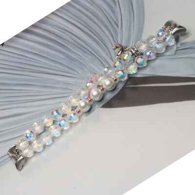Crystal Pearl karoliukais papuošta apyrankė, skirta Xiaomi Mi Band 8 dirželiui papuošalams, puošni apyrankė Bling laikrodžio apyrankė prabangi balta