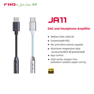 FiiO / JadeAudio JA11 C tipo USB iki 3,5 mm ausinių / ausinių adapterio USB C laidas USB C iki 3,5 garso papildomos laidas, skirtas IOS Android