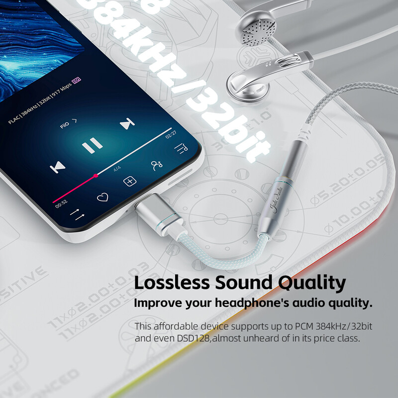 FiiO/JadeAudio JA11 USB Type C σε 3,5mm Προσαρμογέας ακουστικών/ακουστικών USB C Καλώδιο USB C σε 3.5 Audio Aux Καλώδιο για IOS Android