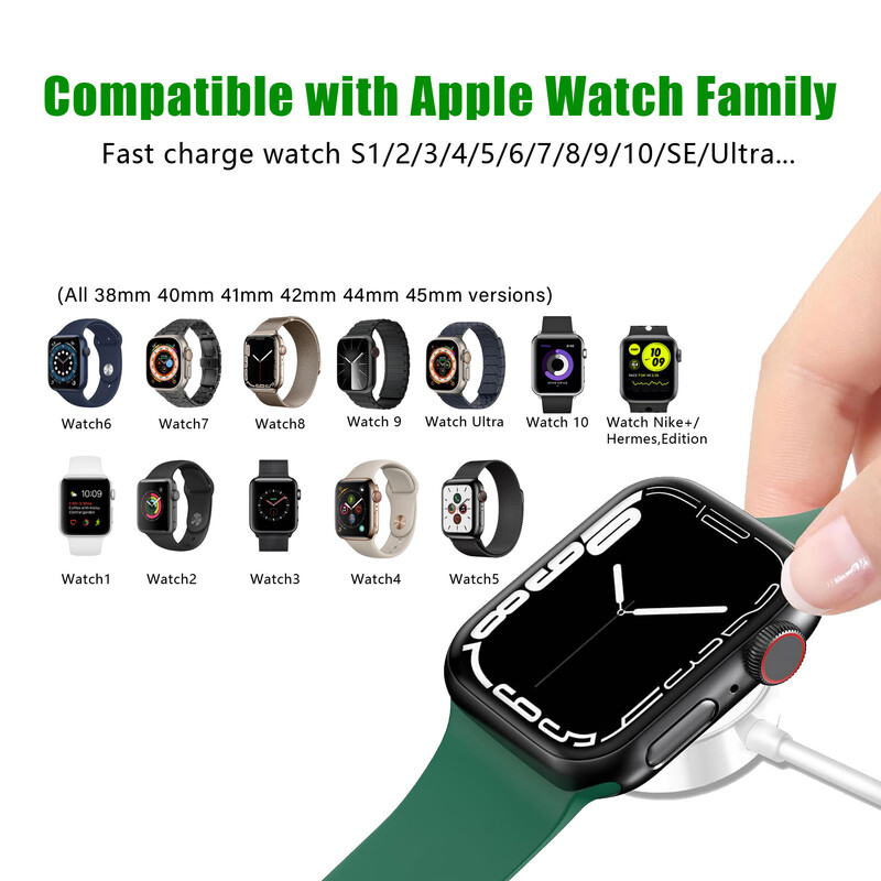 Magnetinis belaidis įkroviklis Apple Watch 10/9/8/7/6/5/SE/4 įkroviklis usb c, nešiojamasis greito įkrovimo stoties laidas, skirtas iwatch ultra