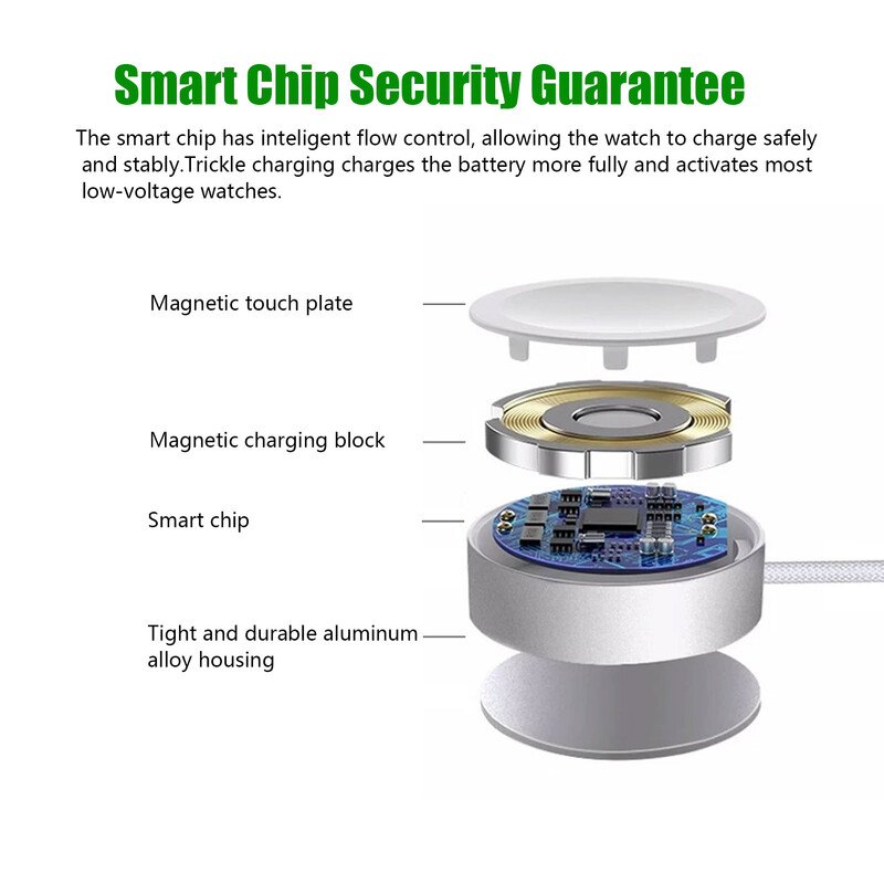 Magnetinis belaidis įkroviklis Apple Watch 10/9/8/7/6/5/SE/4 įkroviklis usb c, nešiojamasis greito įkrovimo stoties laidas, skirtas iwatch ultra