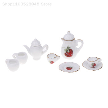 1 σετ 1:12 Dollhouse Mini Ceramic Teapot Cup Doll House Κουζίνα Κεραμικά επιτραπέζια σκεύη Διακοσμήσεις