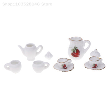 1 σετ 1:12 Dollhouse Mini Ceramic Teapot Cup Doll House Κουζίνα Κεραμικά επιτραπέζια σκεύη Διακοσμήσεις