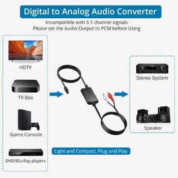 Компактен 192khz DAC конвертор Spdif към RCA цифров към аналогов аудио конвертор Оптичен Toslink към RCA женски или мъжки аудио адаптер