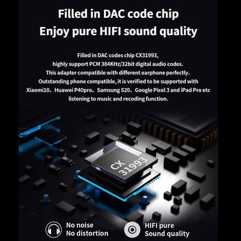 JCALLY JM7 USB TypeC/Light-ning to 3,5mm Digital Audio Cable DAC CX31993 for Android/Apple Adapter Decode Amp 32bit/384KHz