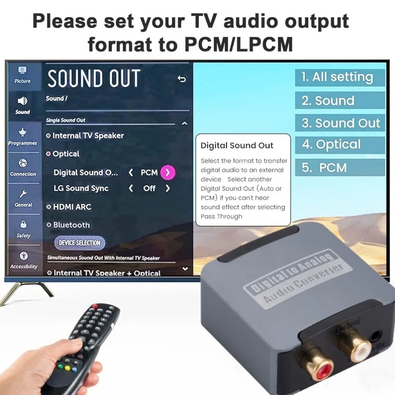 Digitālais uz analogo audio pārveidotājs 192KHz digitālais SPDIF optiskais uz analogo L/R RCA pārveidotājs Toslink optiskais uz 3,5 mm ligzdas adapteri