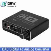 Grwibeou HiFi DAC Amp Convertor audio digital la analogic RCA 3,5 mm Amplificator pentru căști Toslink Ieșire optică coaxială dac 24 biți