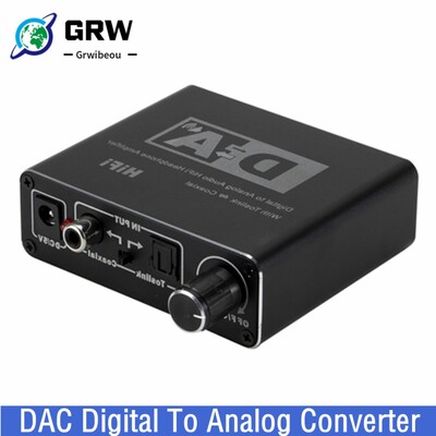 Grwibeou HiFi DAC усилвател Цифрово-аналогов аудио конвертор RCA 3,5 мм усилвател за слушалки Toslink Оптичен коаксиален изход dac 24 бита