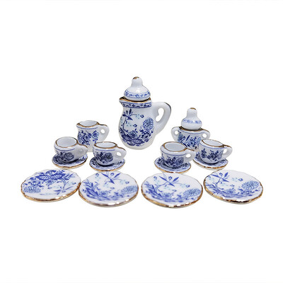 1 rinkinys 1:12 Lėlių namelis Miniatiūrinis keraminis rudos rožės arbatinukas arbatos rinkinys Vyno rinkinys stalo reikmenys Mini arbatos puodelis Vyno stiklo modelio dekoro žaislas