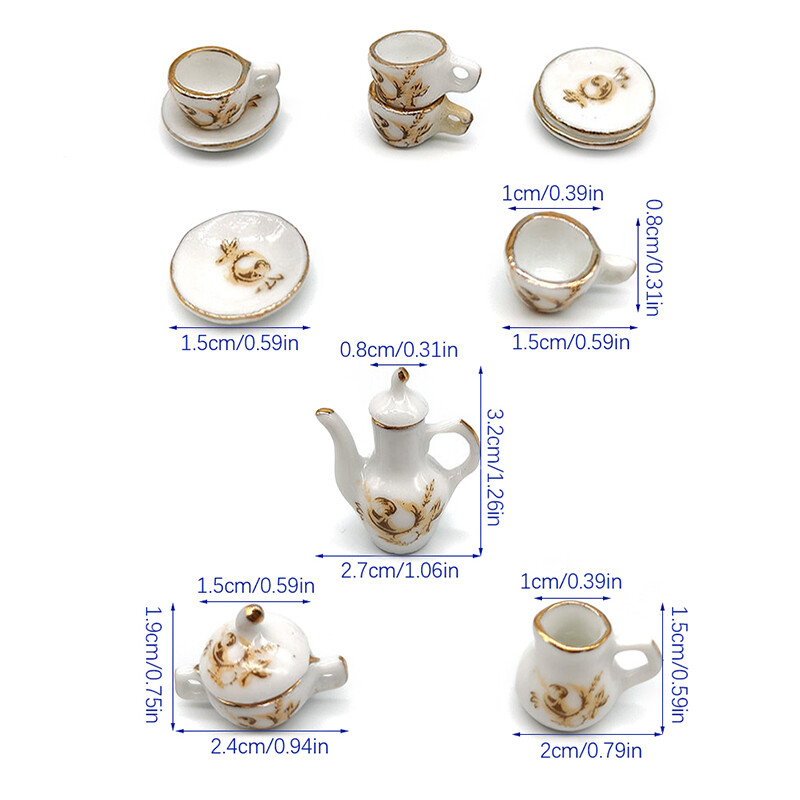 1 rinkinys 1:12 Lėlių namelis Miniatiūrinis keraminis rudos rožės arbatinukas arbatos rinkinys Vyno rinkinys stalo reikmenys Mini arbatos puodelis Vyno stiklo modelio dekoro žaislas