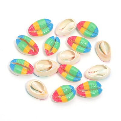 10-50 vnt Mišriomis spalvomis dažytų natūralių jūros kriauklių kriauklyčių karoliukai, skirti smėlio paplūdimio papuošalams gaminti „pasidaryk pats“ karolių apyrankių priedai