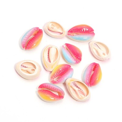 10-50 vnt Mišriomis spalvomis dažytų natūralių jūros kriauklių kriauklyčių karoliukai, skirti smėlio paplūdimio papuošalams gaminti „pasidaryk pats“ karolių apyrankių priedai