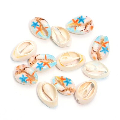 10-50 vnt Mišriomis spalvomis dažytų natūralių jūros kriauklių kriauklyčių karoliukai, skirti smėlio paplūdimio papuošalams gaminti „pasidaryk pats“ karolių apyrankių priedai