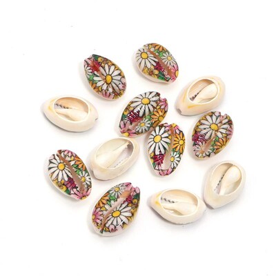 10-50 vnt Mišriomis spalvomis dažytų natūralių jūros kriauklių kriauklyčių karoliukai, skirti smėlio paplūdimio papuošalams gaminti „pasidaryk pats“ karolių apyrankių priedai