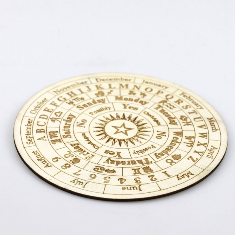 15 cm/25 cm drvena ploča s klatnom za proricanje Vještica Zvijezda Sunce izrezbarena astrologija radiestezija Metafizička poruka Okrugla ploča za uređenje doma