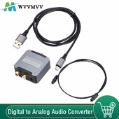 ЦАП Цифрово-аналогов аудио конвертор Оптичен SPDIF Toslink Коаксиален вход към L/R RCA 3,5 мм жак Изход за усилвател за слушалки