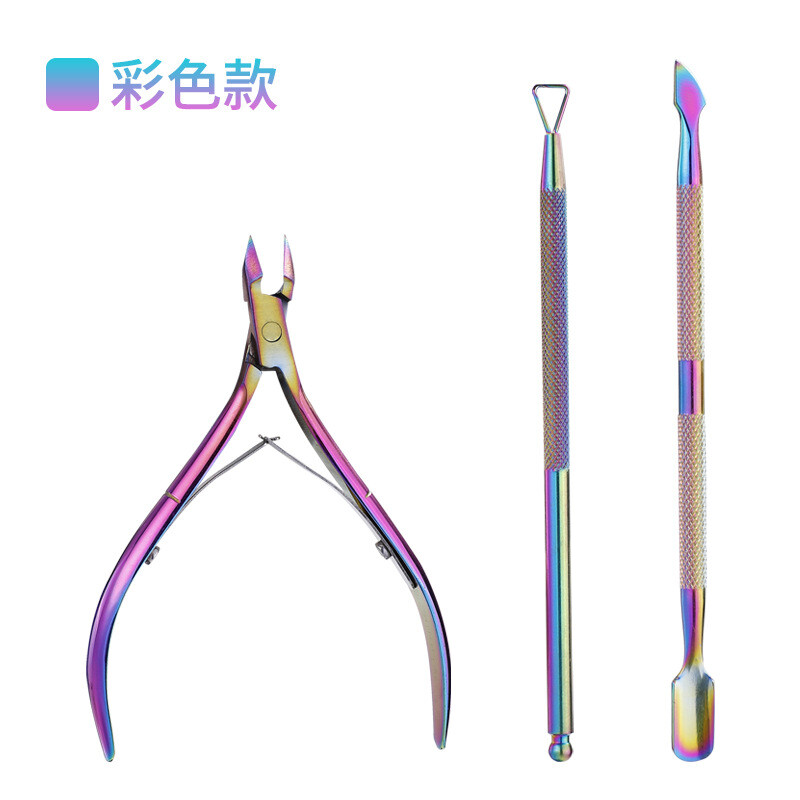 Specialus negyvos odos manikiūro žnyplių rinkinys 3 dalių nerūdijančio plieno negyvos odos žirklės su dviguba galvute plieno nagų dildinimo rinkinys