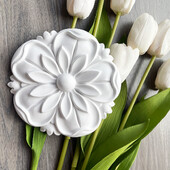 Европейска резбова декорация, ваденки с имитация на гипс, PU кухи стикери за стена с фина резба, релефно декоративно цвете