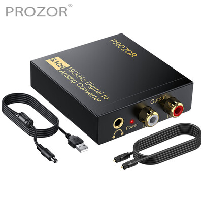 PROZOR 5.1ch DAC 192kHz digitaal-analoogheli muundur koaksiaalne SPDIF Toslink analoog stereo RCA 3.5mm pistikupesaga heliadapter